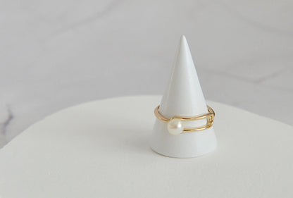 Handmade 18K Gold Plated Sterling Silver Pearl Ring - Crafted with