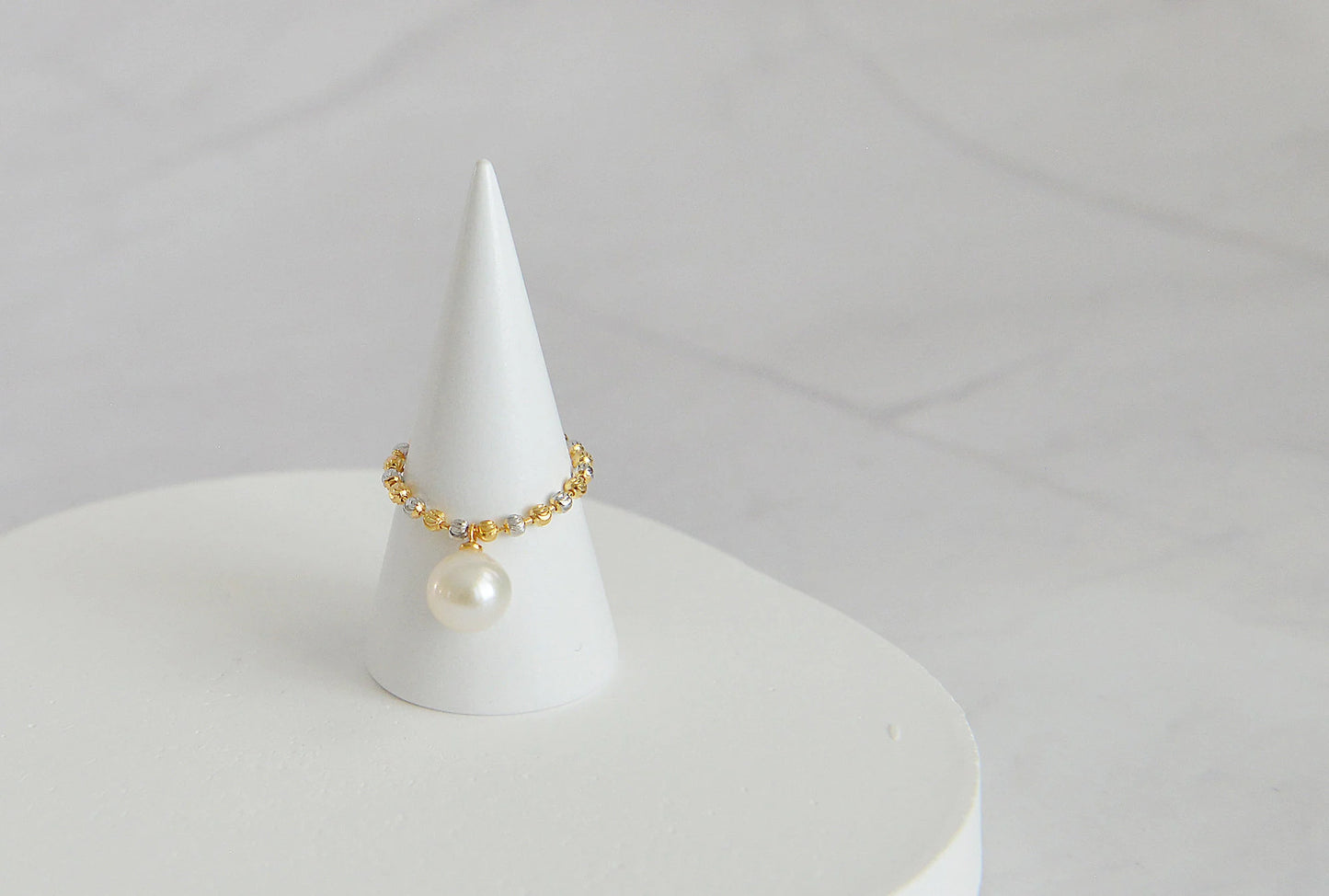 Handmade 18K Gold Plated Sterling Silver Pearl Ring - Crafted with