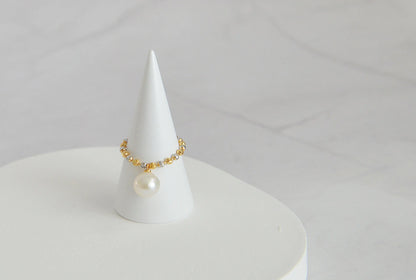 Handmade 18K Gold Plated Sterling Silver Pearl Ring - Crafted with