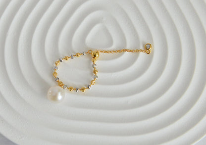 Handmade 18K Gold Plated Sterling Silver Pearl Ring - Crafted with