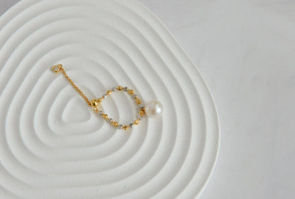 Handmade 18K Gold Plated Sterling Silver Pearl Ring - Crafted with