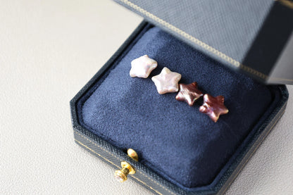 Star Baroque White Freshwater Pearl Stud Earrings Cute Star Shape