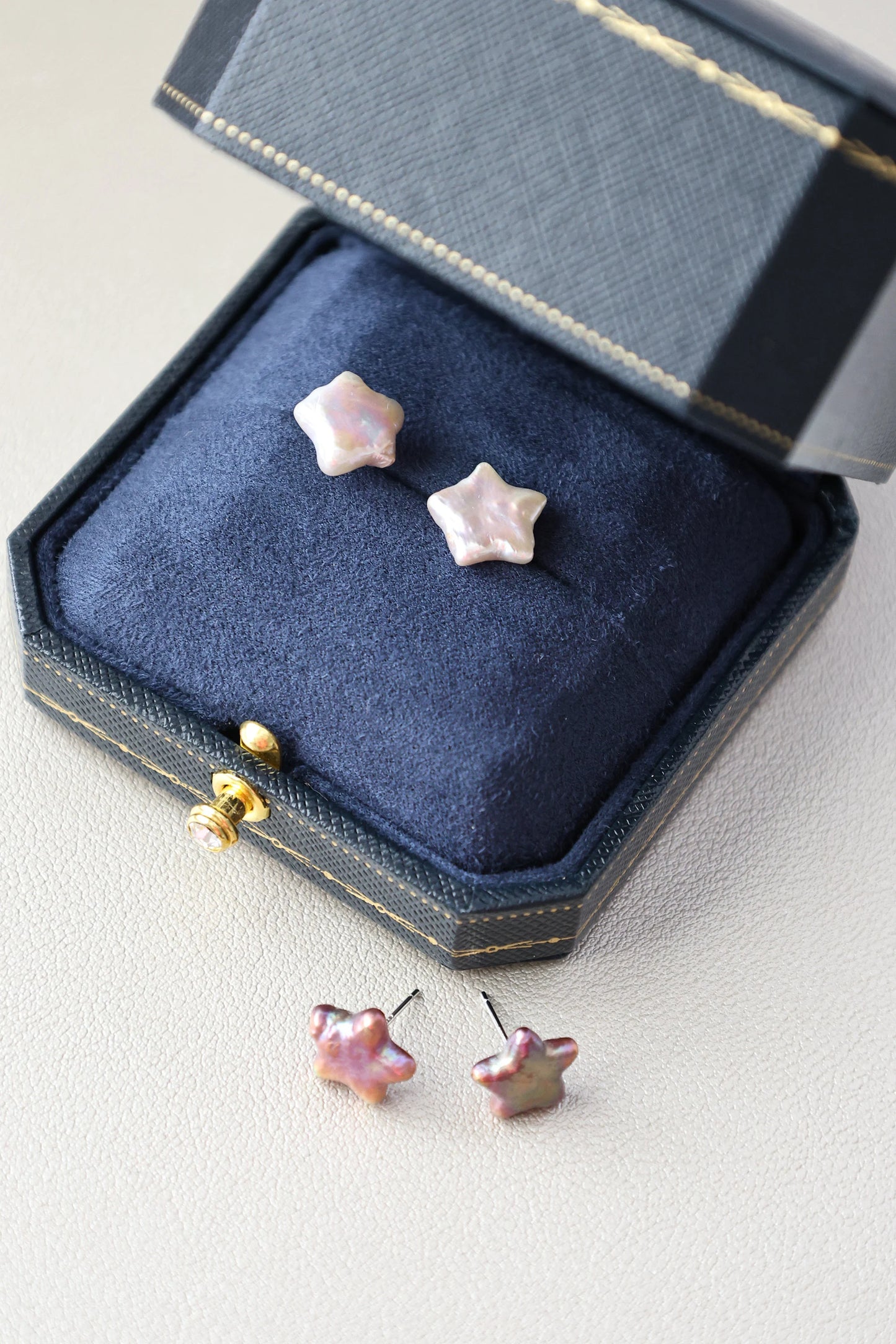 Star Baroque White Freshwater Pearl Stud Earrings Cute Star Shape