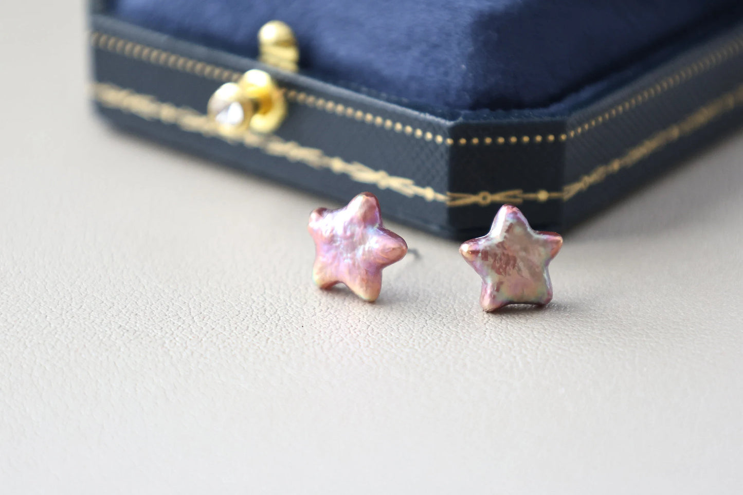 Star Baroque White Freshwater Pearl Stud Earrings Cute Star Shape