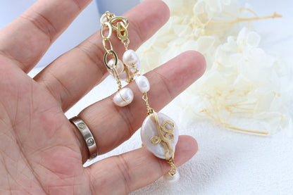 Large Baroque Pearl Wire-Wrapped Bracelet
