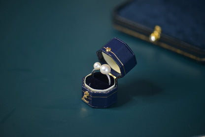 Double White Freshwater Pearl Open Ring - Craft with S925 Sterling Silver