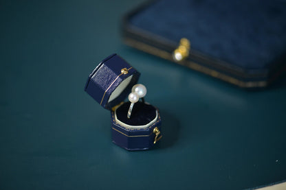 Double White Freshwater Pearl Open Ring - Craft with S925 Sterling Silver