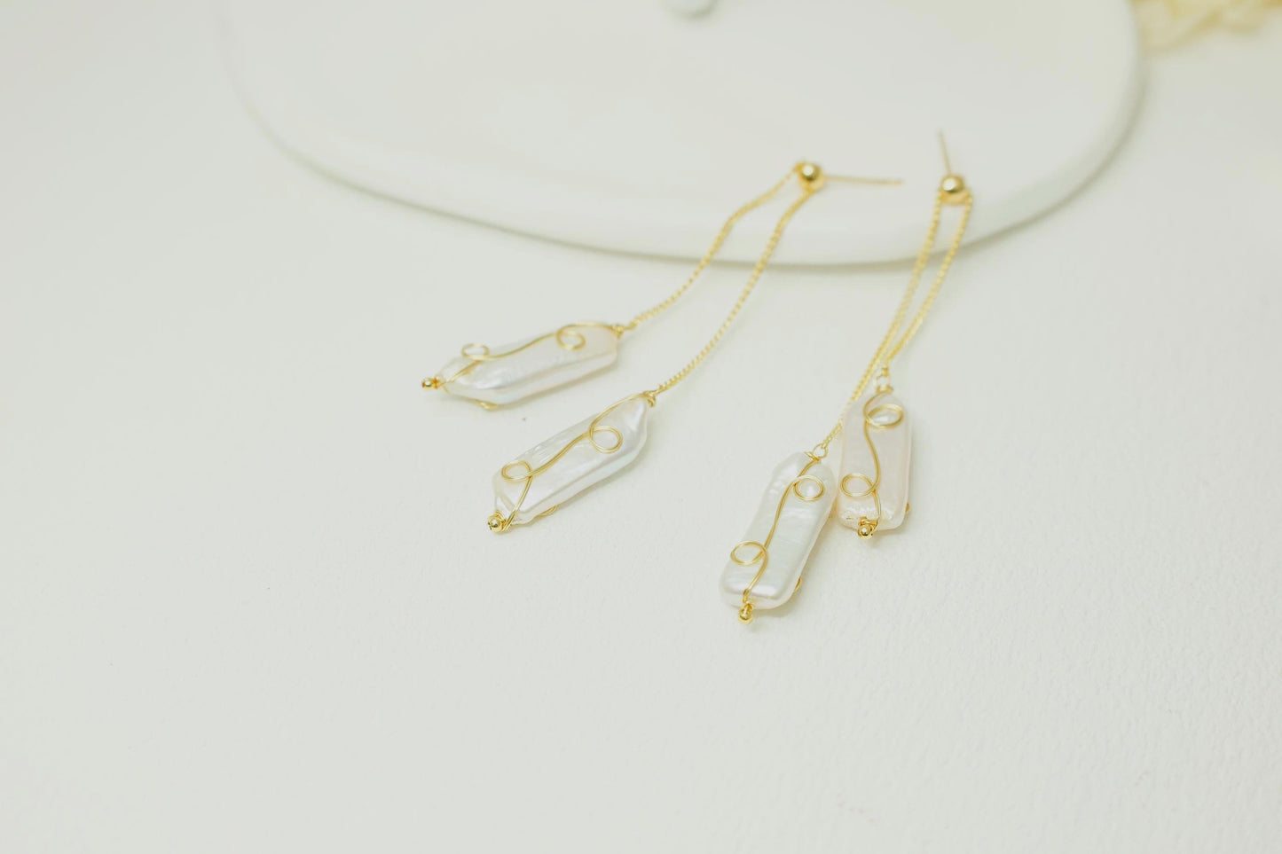 Gold Baroque Pearl Drop Earrings - Crafted with Brass