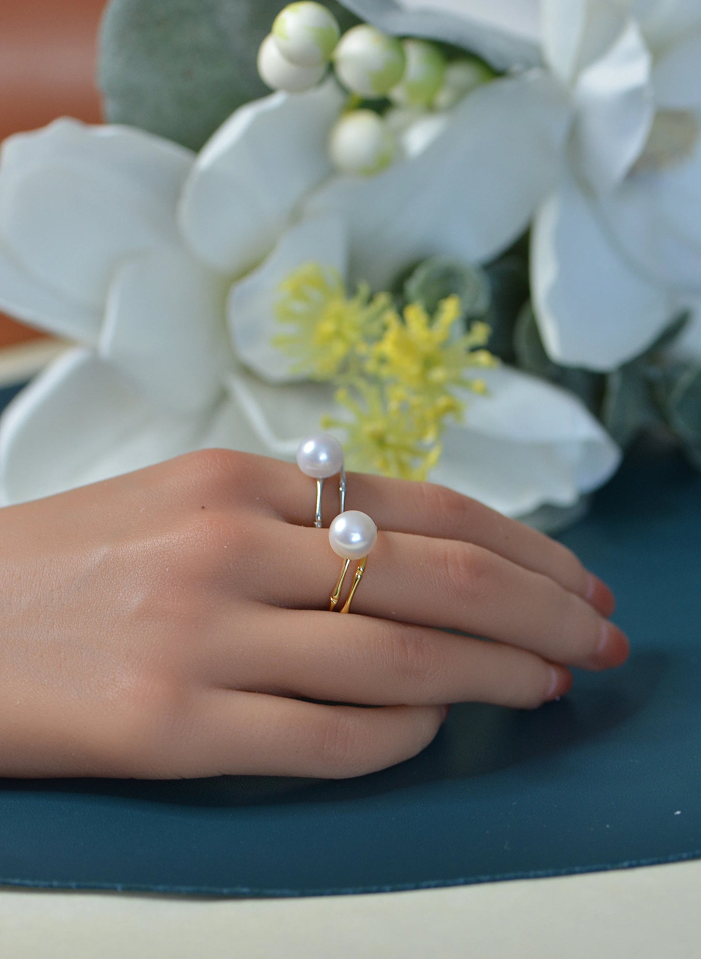 Dainty Sterling Silver Pearl Ring