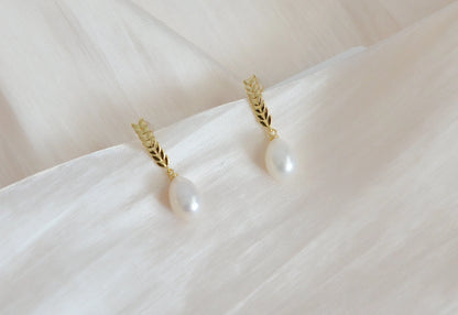 Handmade Teardrop Pearl Earrings - Crafted with Sterling Silver