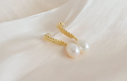 Handmade Teardrop Pearl Earrings - Crafted with Sterling Silver