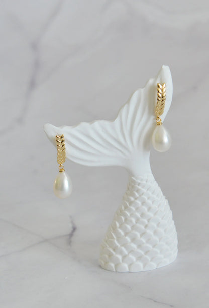 Handmade Teardrop Pearl Earrings - Crafted with Sterling Silver