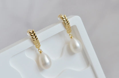 Handmade Teardrop Pearl Earrings - Crafted with Sterling Silver