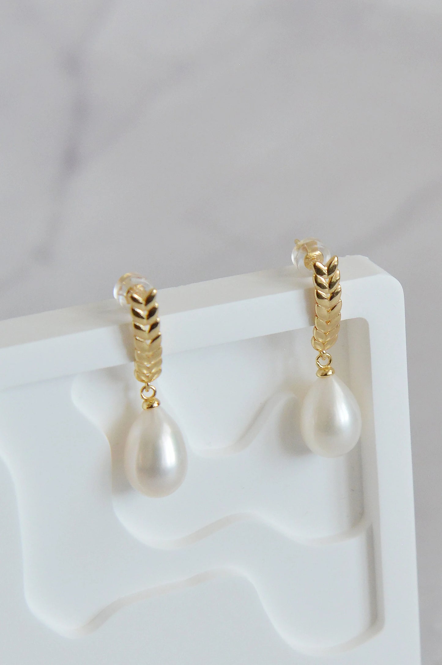 Handmade Teardrop Pearl Earrings - Crafted with Sterling Silver