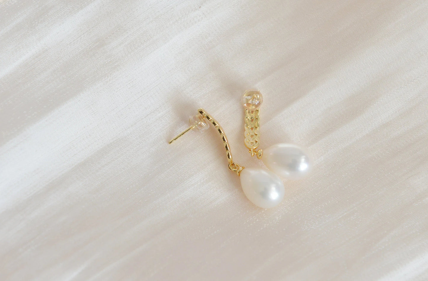 Handmade Teardrop Pearl Earrings - Crafted with Sterling Silver