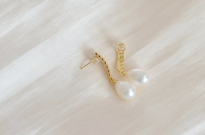 Handmade Teardrop Pearl Earrings - Crafted with Sterling Silver