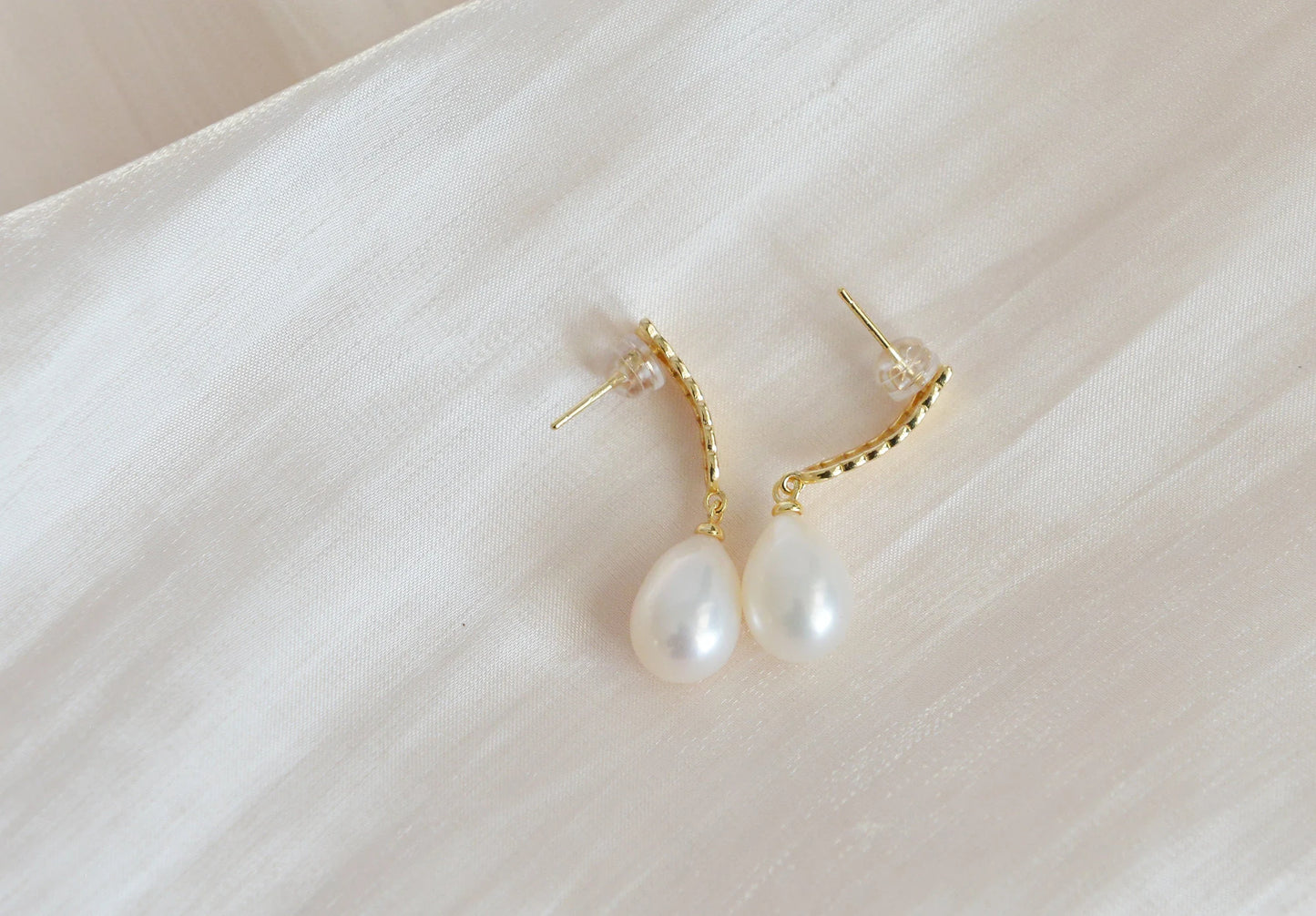 Handmade Teardrop Pearl Earrings - Crafted with Sterling Silver