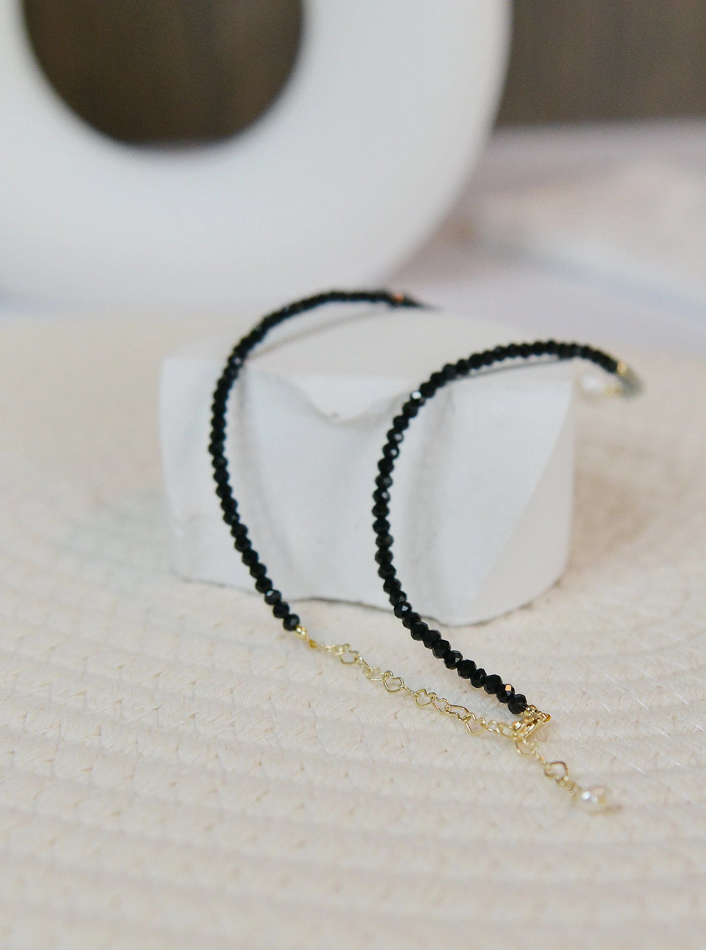 Handmade Freshwater Pearl & Black Spinel Choker