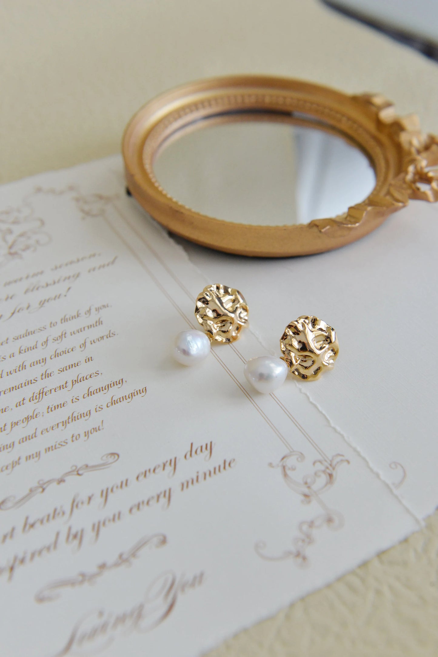 Handmade Baroque Pearl Earrings - Crafted with Brass