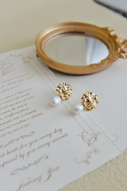 Handmade Baroque Pearl Earrings - Crafted with Brass