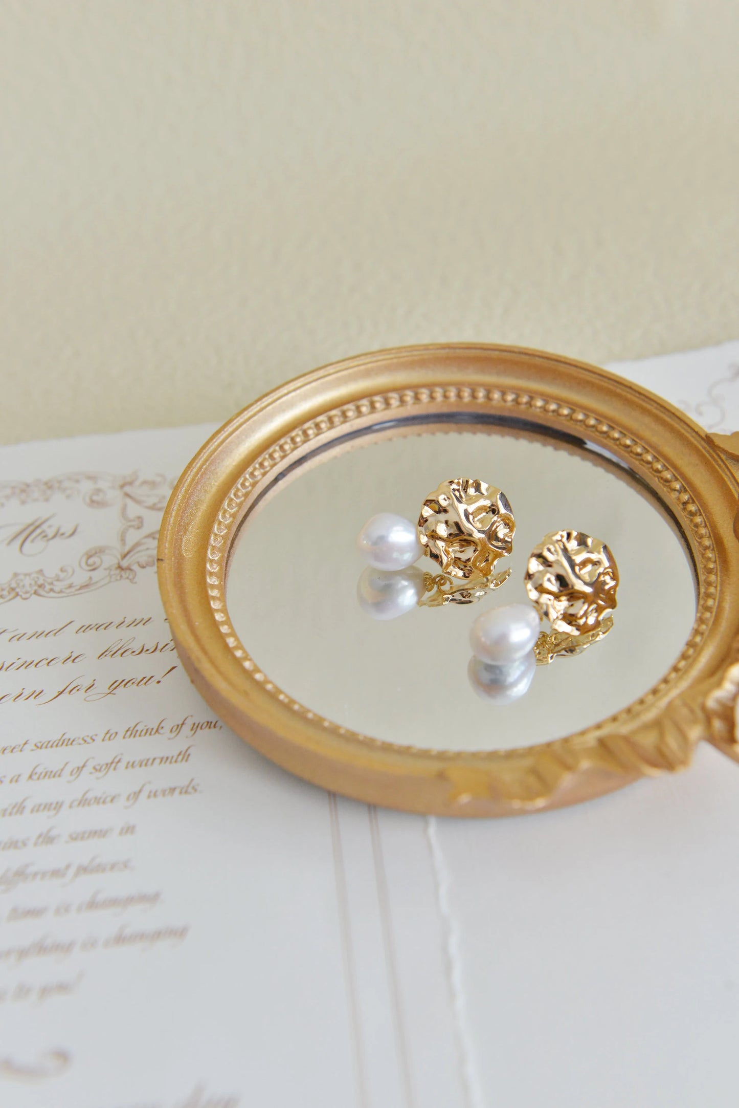Handmade Baroque Pearl Earrings - Crafted with Brass