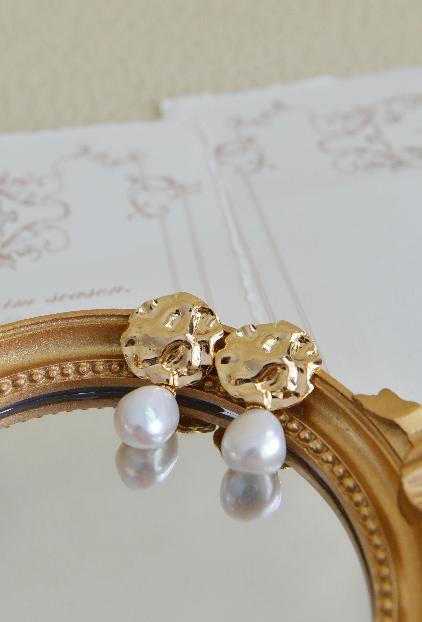 Handmade Baroque Pearl Earrings - Crafted with Brass