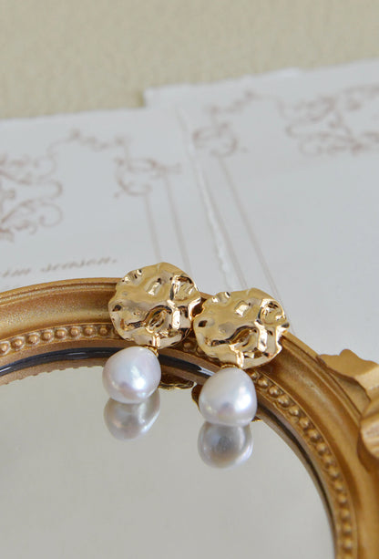 Handmade Baroque Pearl Earrings - Crafted with Brass