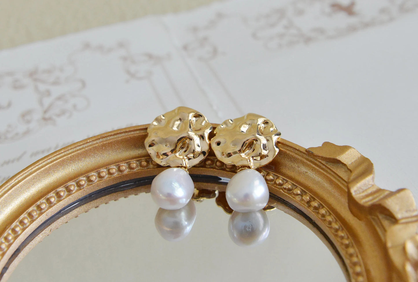 Handmade Baroque Pearl Earrings - Crafted with Brass