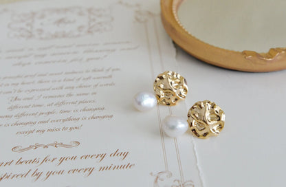 Handmade Baroque Pearl Earrings - Crafted with Brass