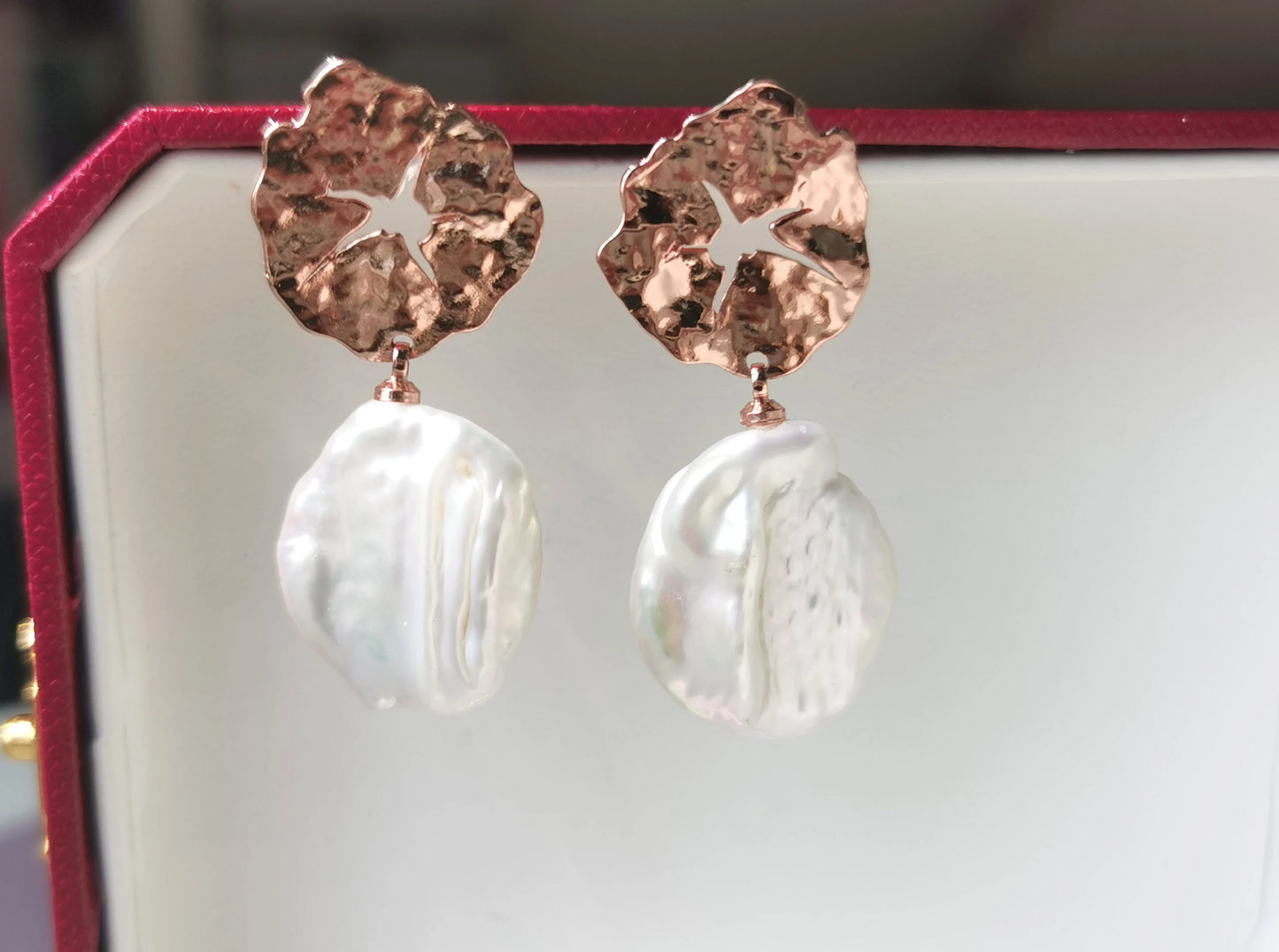 Handmade  fresh water pearl Earrings/Natural Gemstone Earrings/14K