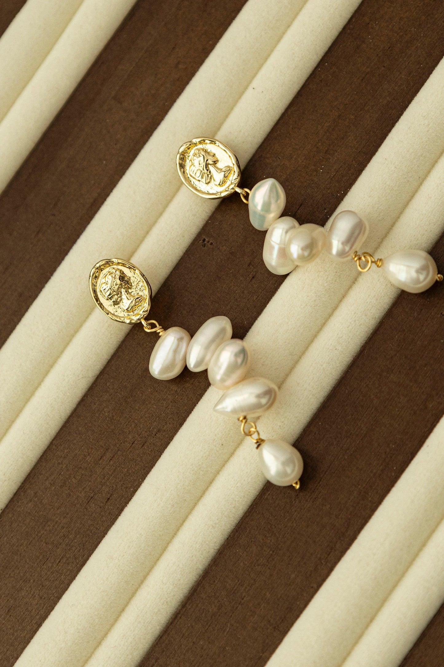 Handmade Golden Pearl drop Earrings –Unique Natural Pearls