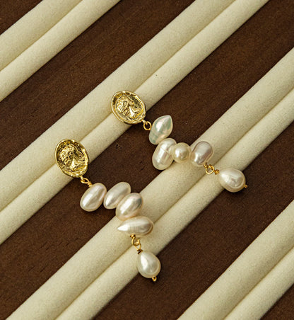 Handmade Golden Pearl drop Earrings –Unique Natural Pearls