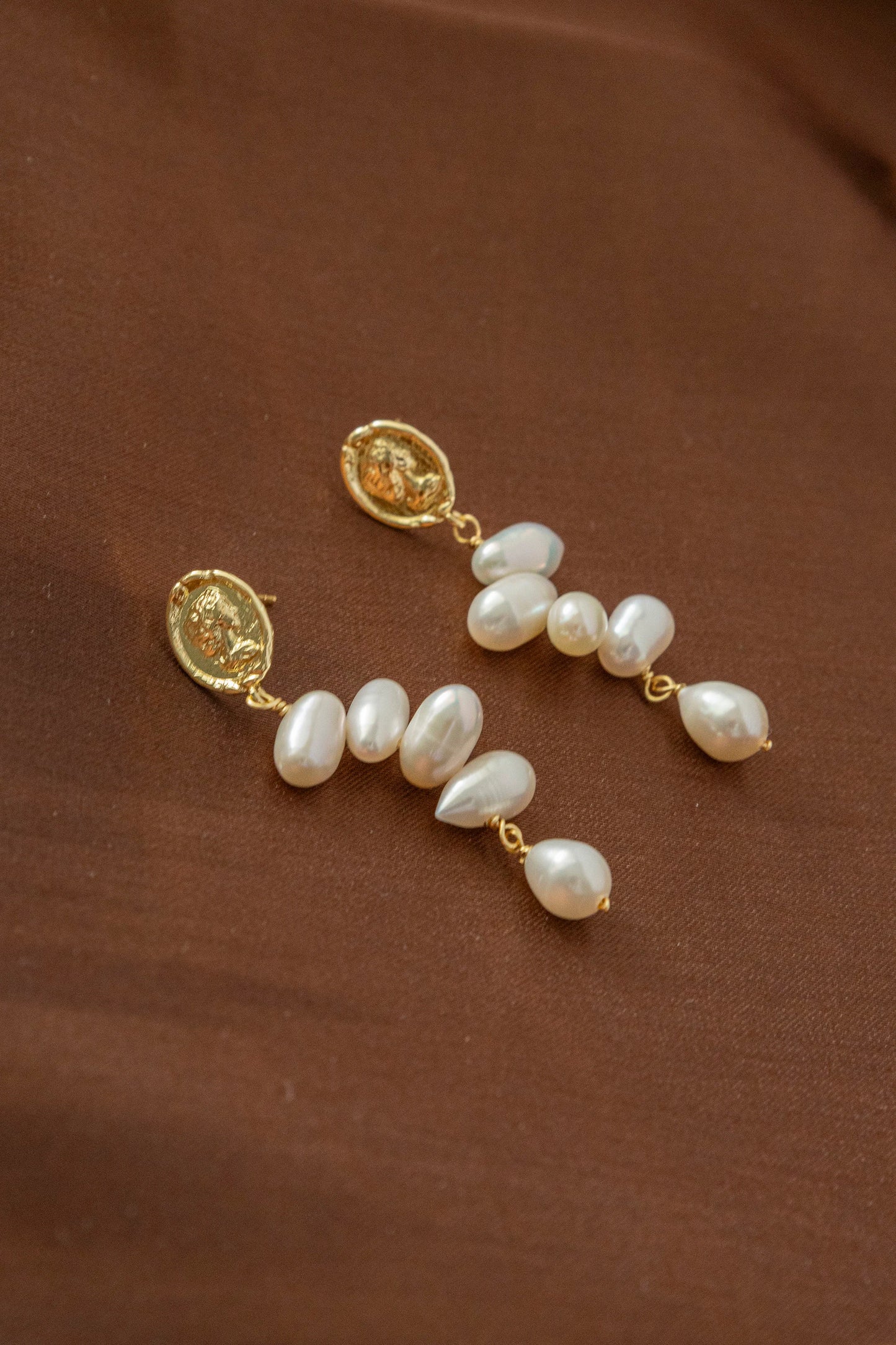 Handmade Golden Pearl drop Earrings –Unique Natural Pearls