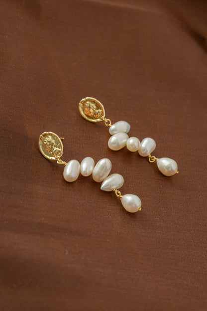 Handmade Golden Pearl drop Earrings –Unique Natural Pearls