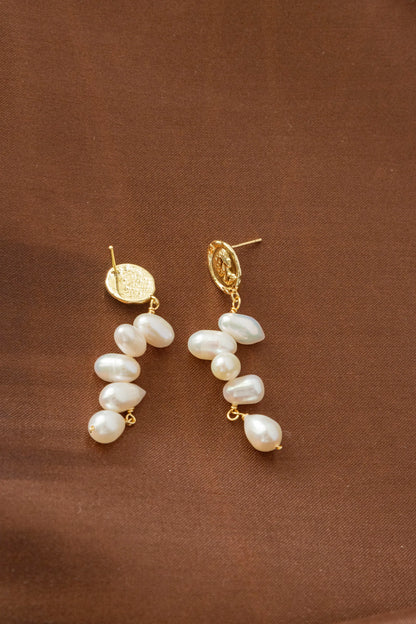 Handmade Golden Pearl drop Earrings –Unique Natural Pearls