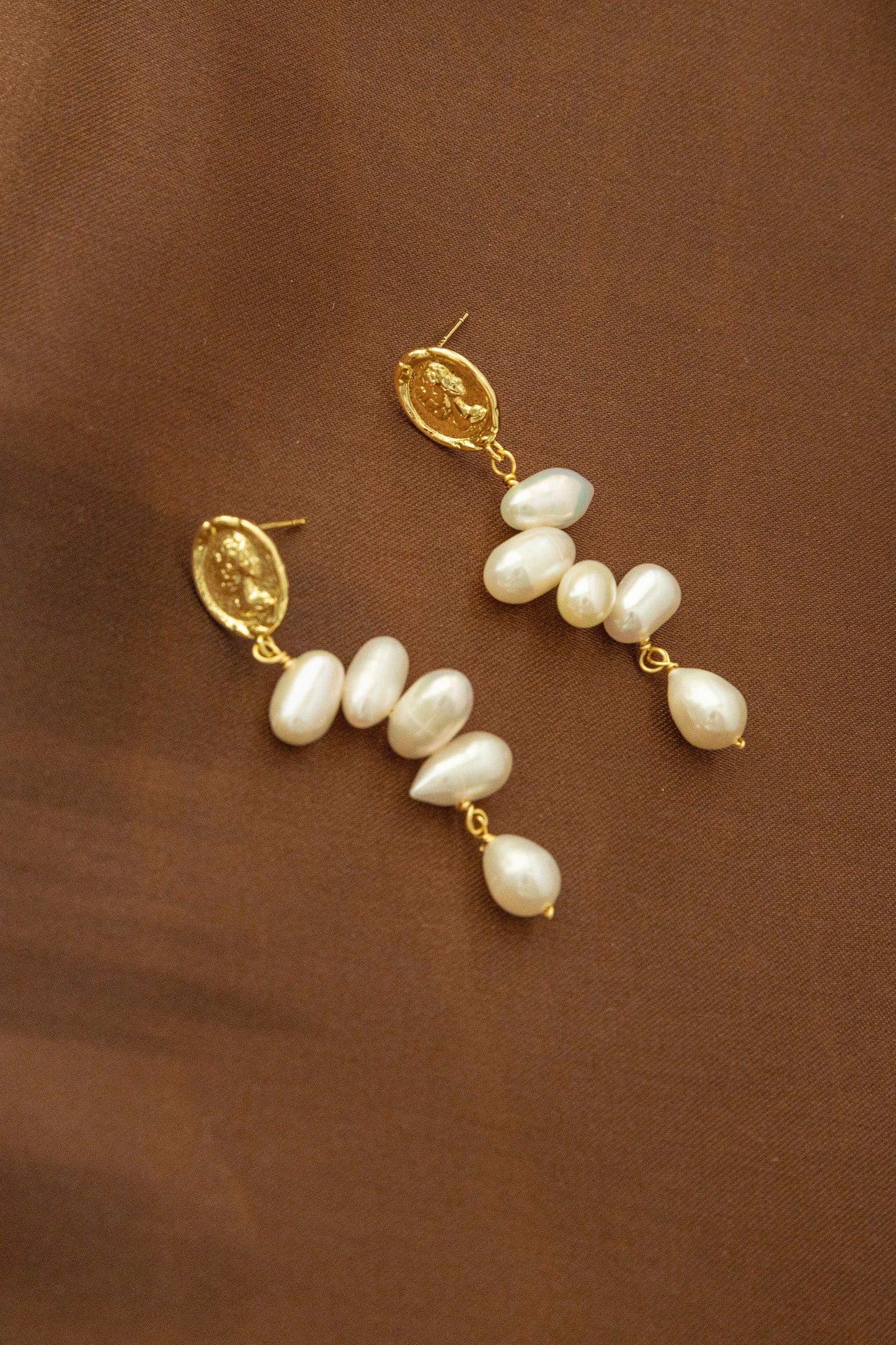 Handmade Golden Pearl drop Earrings –Unique Natural Pearls