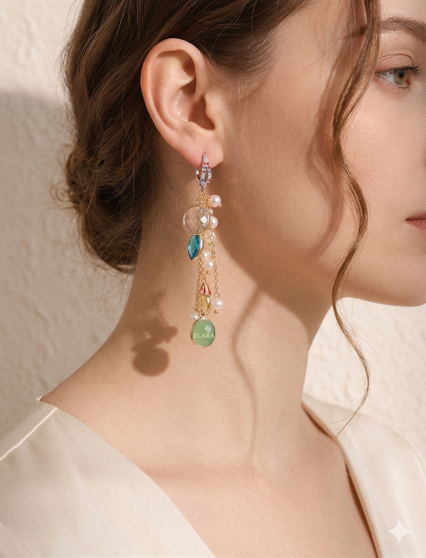Multi-Color Resin & Pearl Tassel Earrings