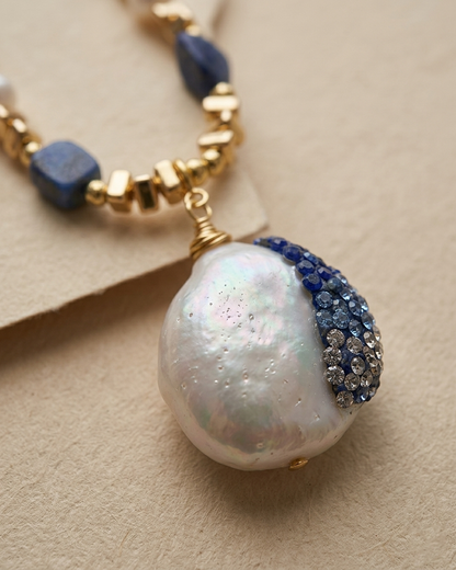 Lapis Lazuli & Baroque Pearl Necklace