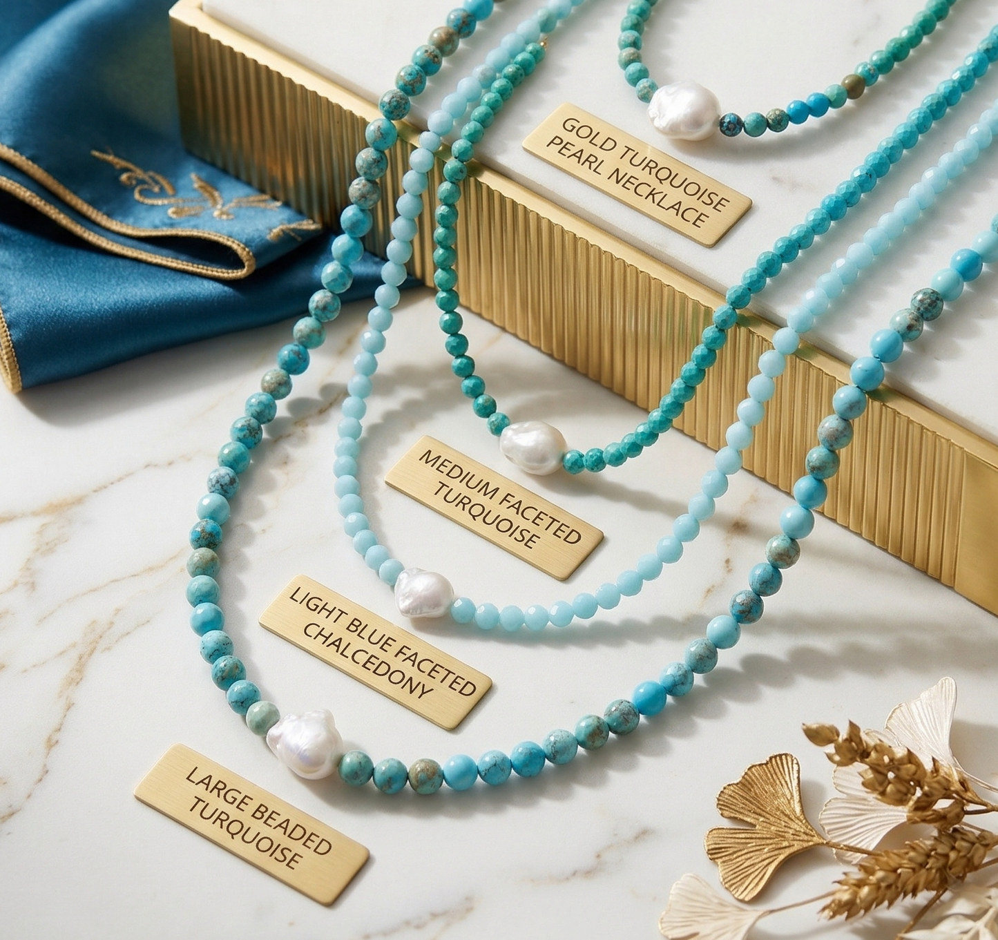 Handcrafted Turquoise Baroque Pearl Necklace | Bridal& Daily Jewelry