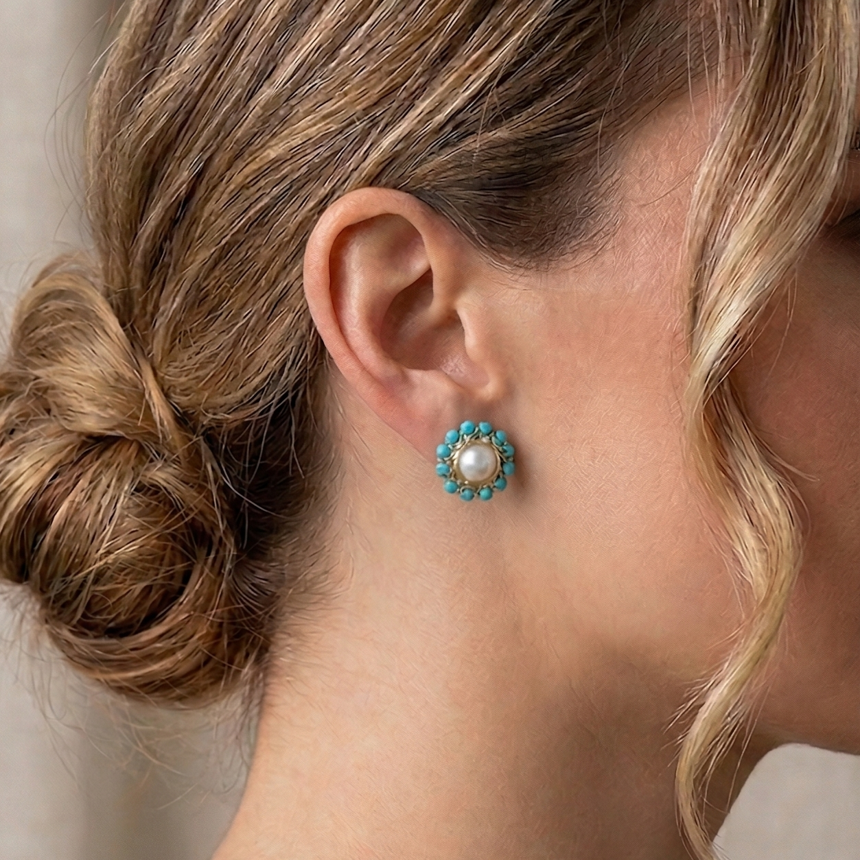 Handmade Bird's Nest Pearl Earrings - Wire Wrapped Natural Crystal Studs