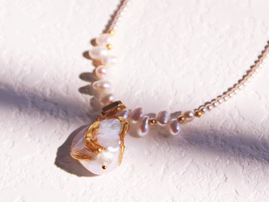 New Chinese Style Baroque Pearl Set – 2-in-1 Convertible Gold-Plated Choker