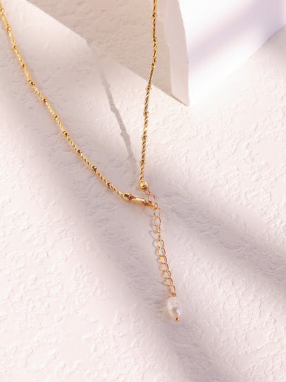 "Good Luck" Starburst & Pearl Necklace Set – Gold Satellite Chain Bridal Jewelry