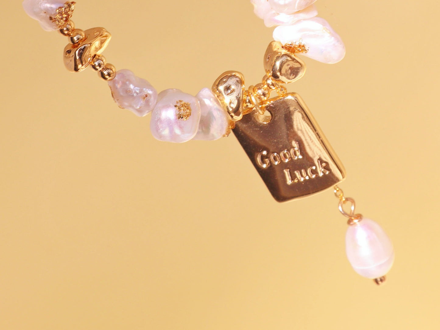 "Good Luck" Starburst & Pearl Necklace Set – Gold Satellite Chain Bridal Jewelry