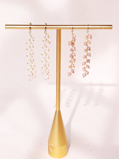8cm Long Pearl Tassel Vine Earrings
