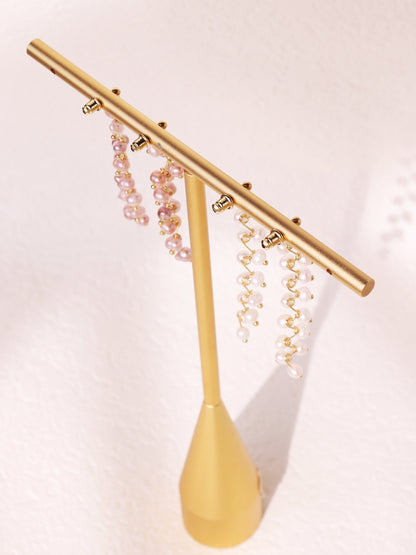 8cm Long Pearl Tassel Vine Earrings