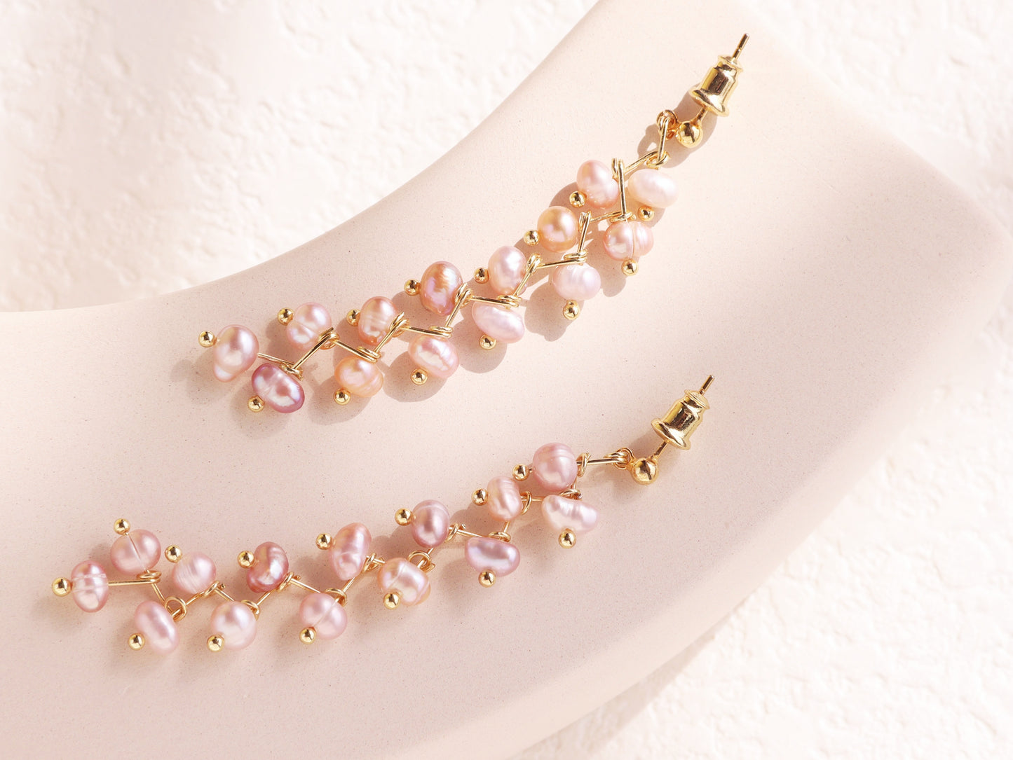 8cm Long Pearl Tassel Vine Earrings