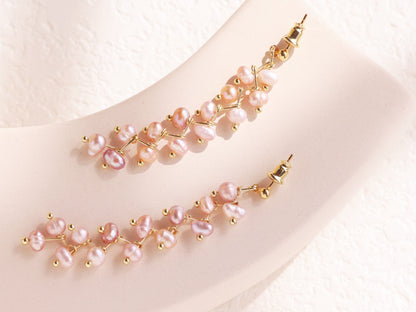 8cm Long Pearl Tassel Vine Earrings
