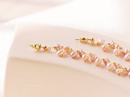 8cm Long Pearl Tassel Vine Earrings