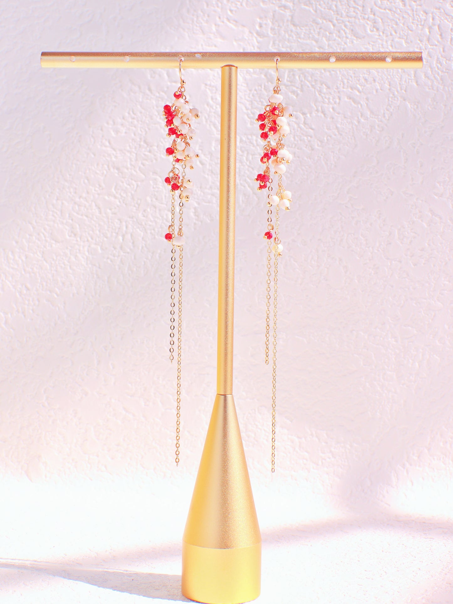 15cm Extra Long Garnet & Pearl Dangles
