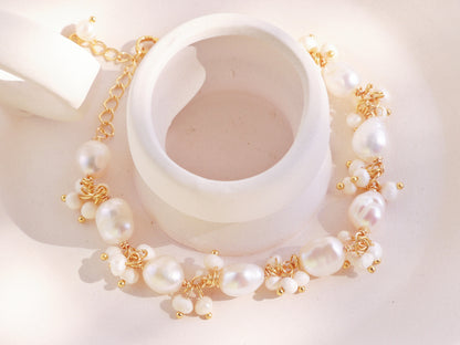Baroque Pearl Cluster Vine Bracelet